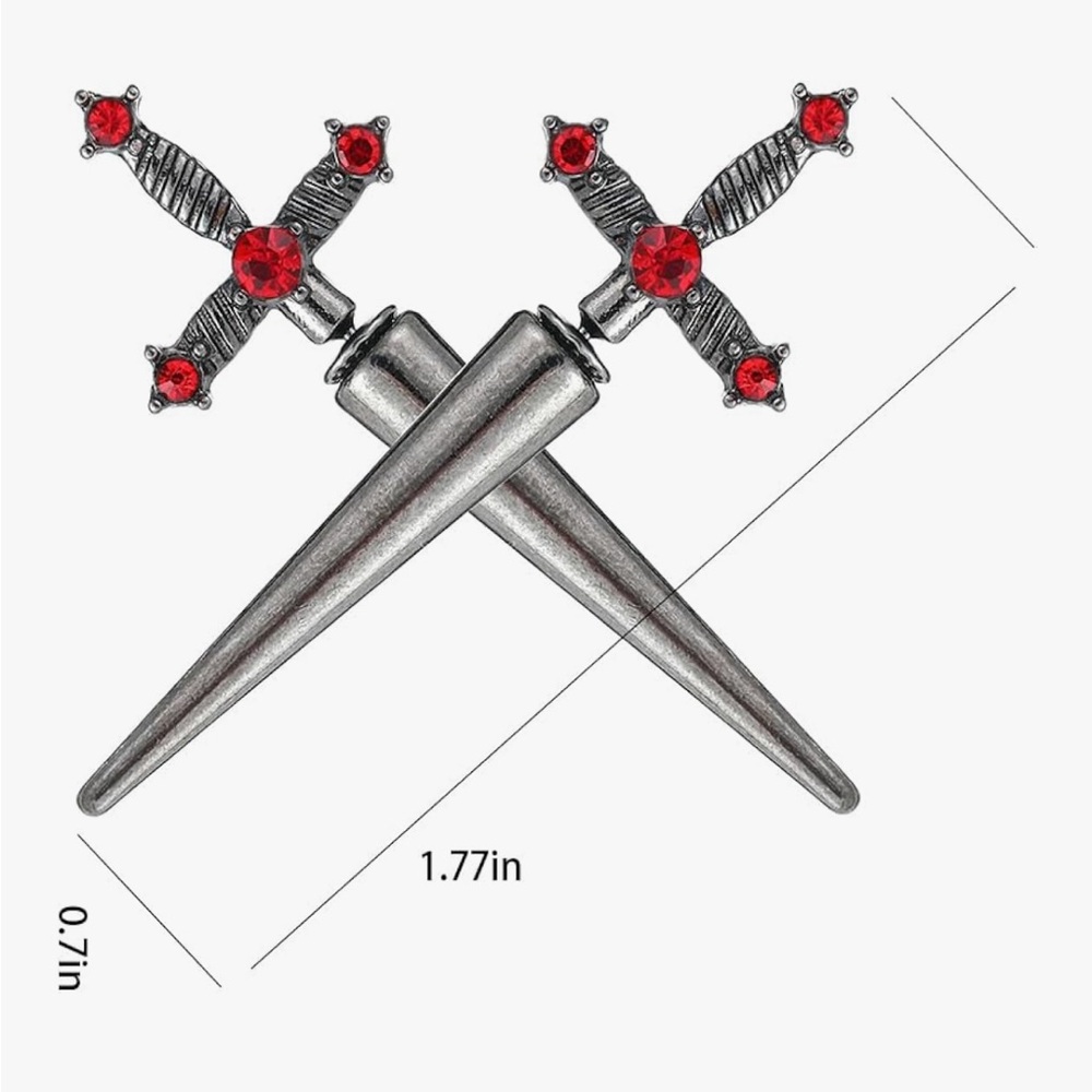 Gothic Sword Earrings for Women & Men, Punk Style Dangle & Stud Dagger Earrings - Picture 2 of 4